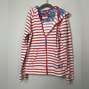 Mini Boden Red and White Striped Hoodie